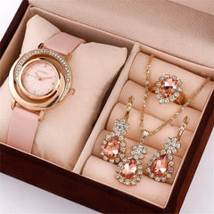 5PCS Set Watch Ring Necklace Earring Fashion Casual