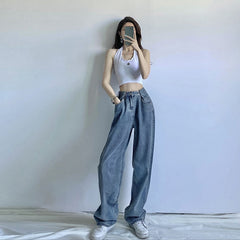 Fashion Jeans Woman Wide Pants Cowboy Pants