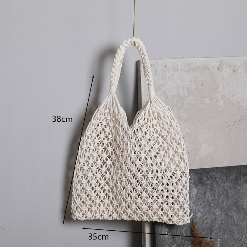 Round Straw Beach Vintage Handmade Woven Shoulder Bag