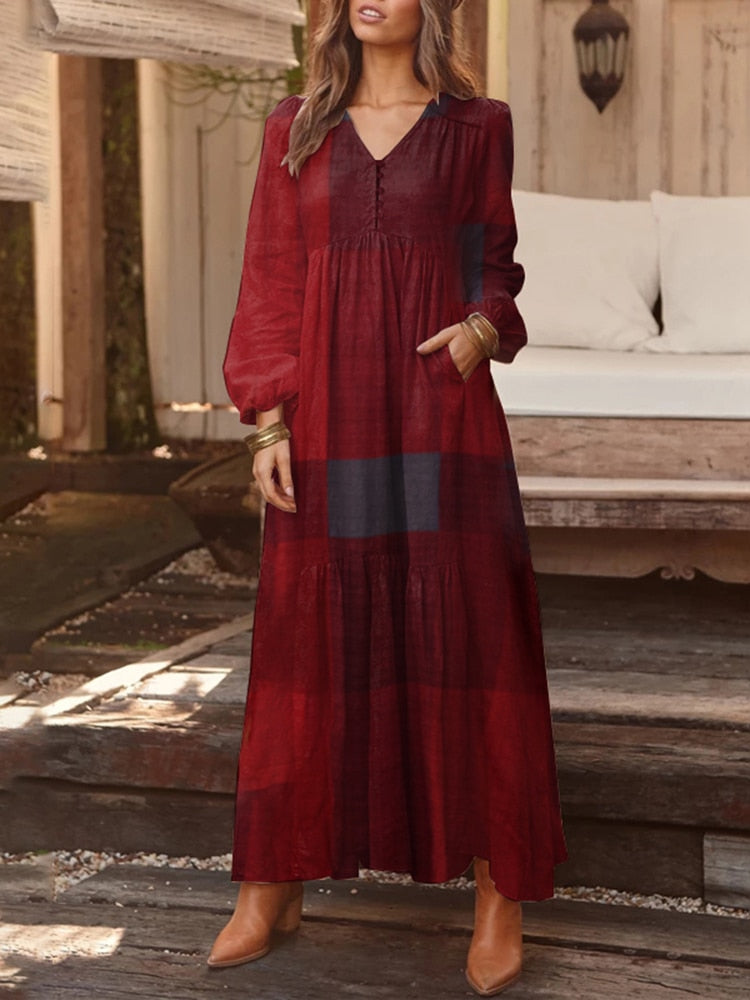 Bohemian Shirt Dress Women's Maxi Sundress