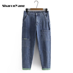 XL-5XL Jeans Autumn Baggy Jeans High Waist Loose Harem Denim