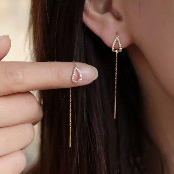 Geometric Long Tassel Drop Earring  Flower Leaf