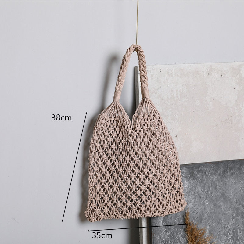 Round Straw Beach Vintage Handmade Woven Shoulder Bag