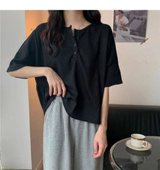 Solid Casual T-Shirts Female Pullover Women's Blouse Long Short