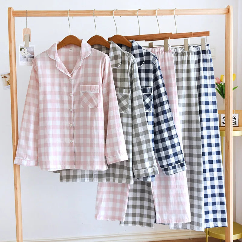 Couple Pajama Set Cotton Long Sleeve Pants Home Wear