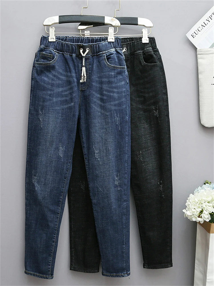 Fashion Large 100kg Casual Loose Female Elastic Waist Oversize