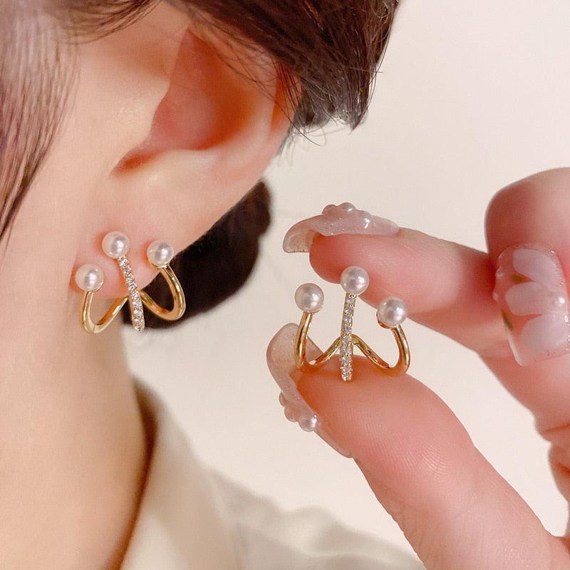 Design Irregular U-shaped Gold Color Earrings