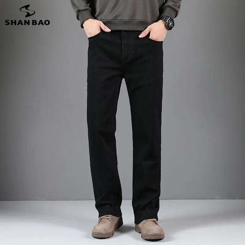 Oversized Men's Jeans Brand Cotton Elastic Straight Loose Trousers Pants