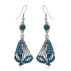 Bohemian Ethnic Long Blue Acrylic Crystal Water Drop Earrings Retro