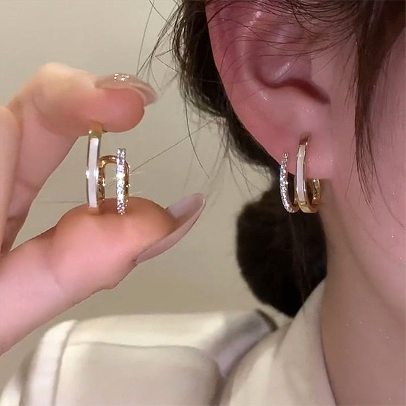 Design Irregular U-shaped Gold Color Earrings