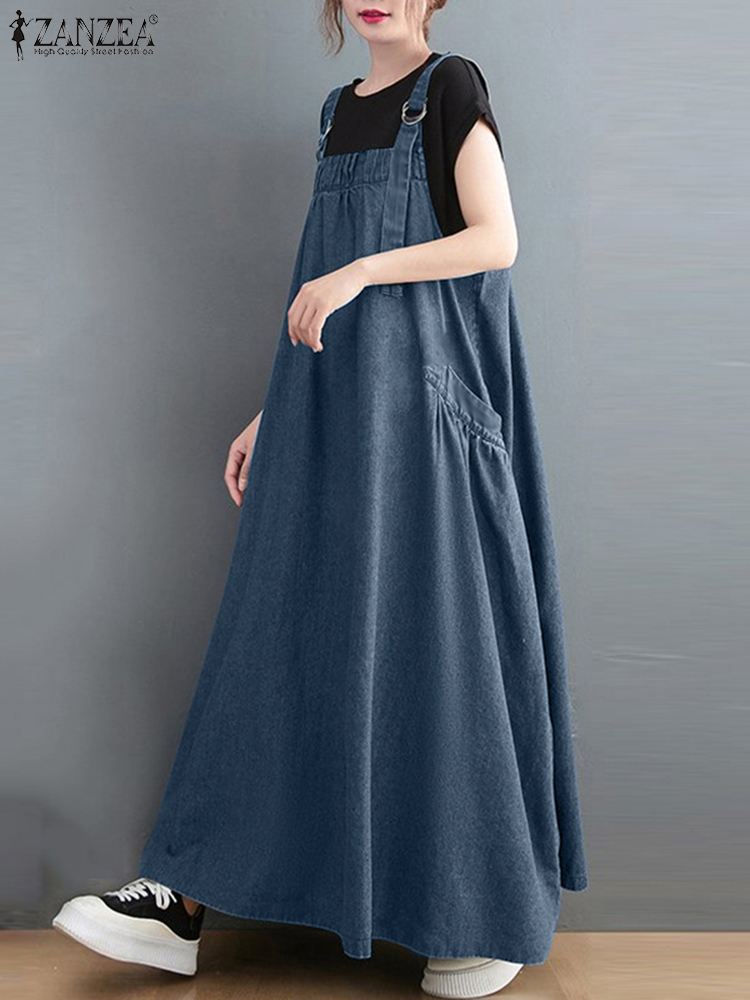 Summer Elegant Overalls Dress Square Collar Sleeveless A-line