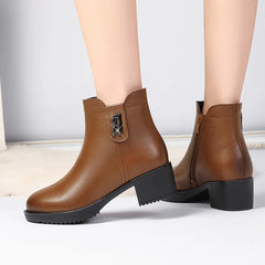 Women Snow Genuine Leather Large Size Ankle Boots