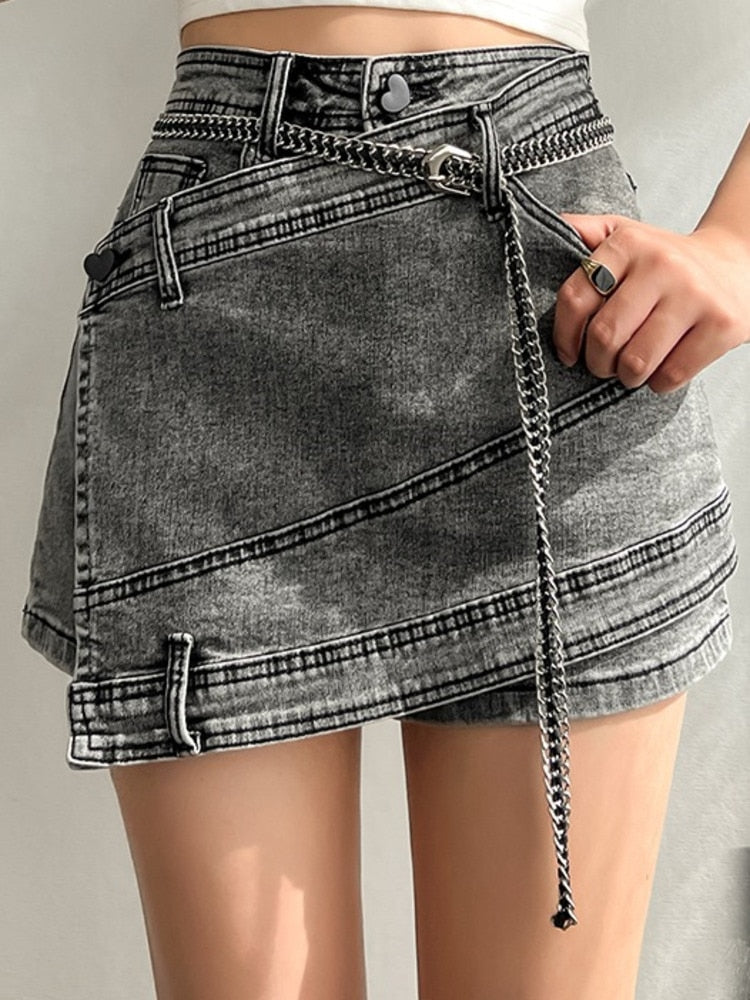 Fashion Denim Skirt New High Waist Irregular