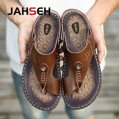 Leather Men Sandals Slip-On Leisure Beach Shoes Fashion