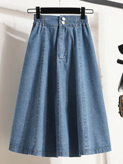 High Waist Denim Casual Skirts Simple Style All-match