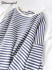 Striped Oversized Sweatshirts For Women Pullover