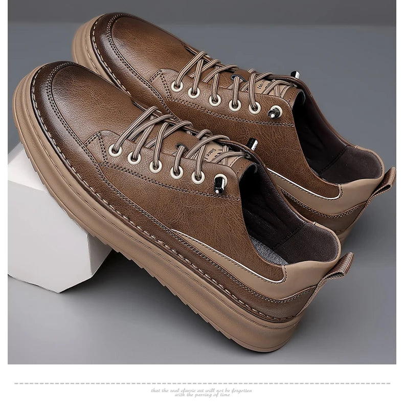 Men Business Leather Casual Flat Shoes For Men Trendy Sneaker