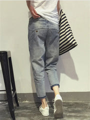 Women's Jeans Style Loose Office Ladies Streetwear Solid Color