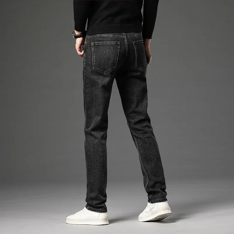 Men's Cotton Stretch Slim Jeans Straight Version Business Fashion