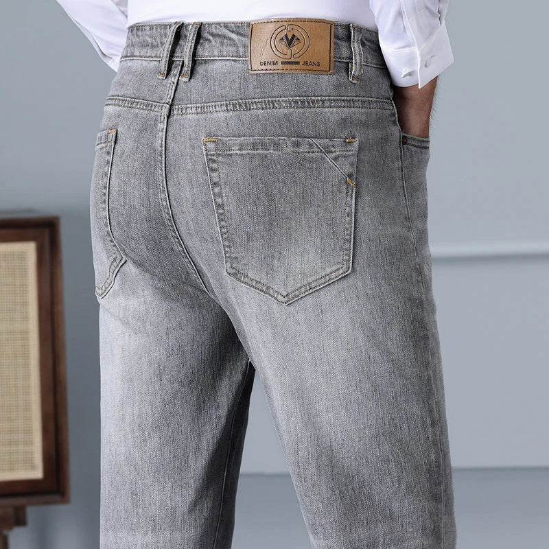 Men's Regular Straight Jeans Retro Distressed High Waist