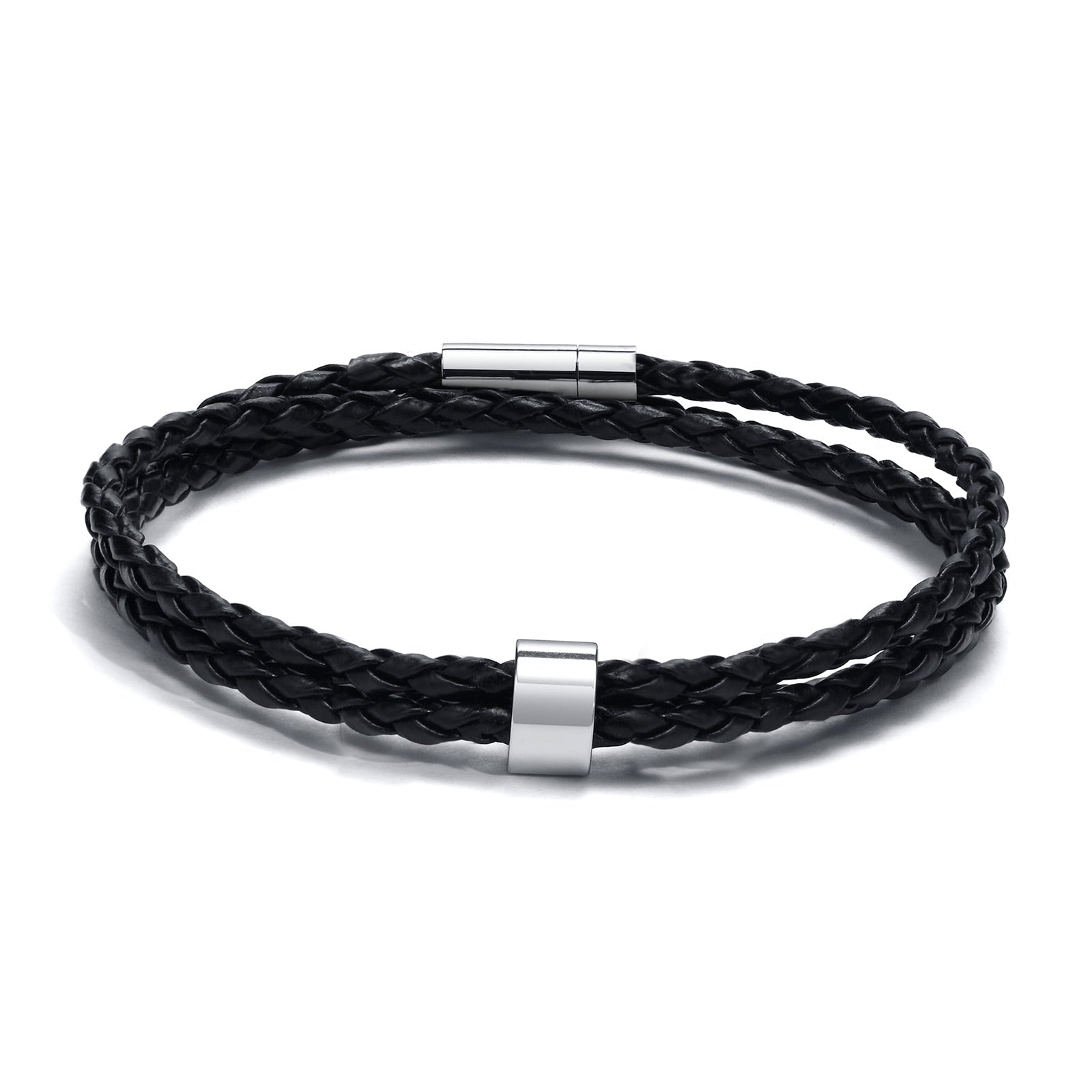 Name Mens Braided Genuine Leather Bracelet