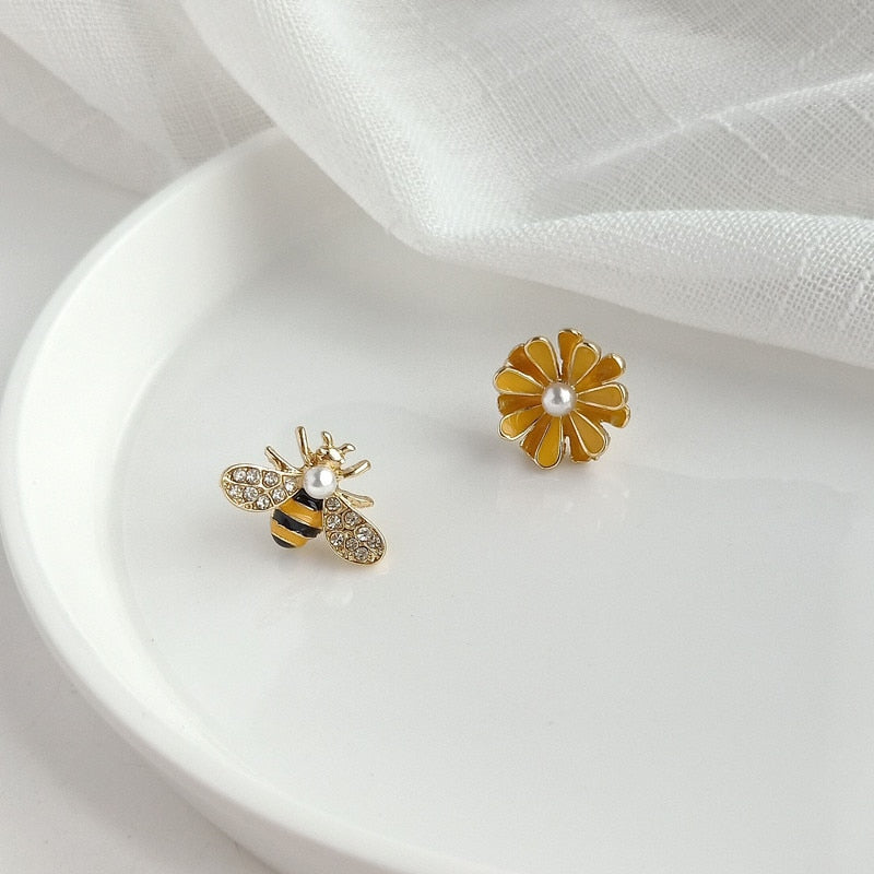 Fashion Jewelry Fresh Cute Hook Drop Oil Flower Stud Earrings