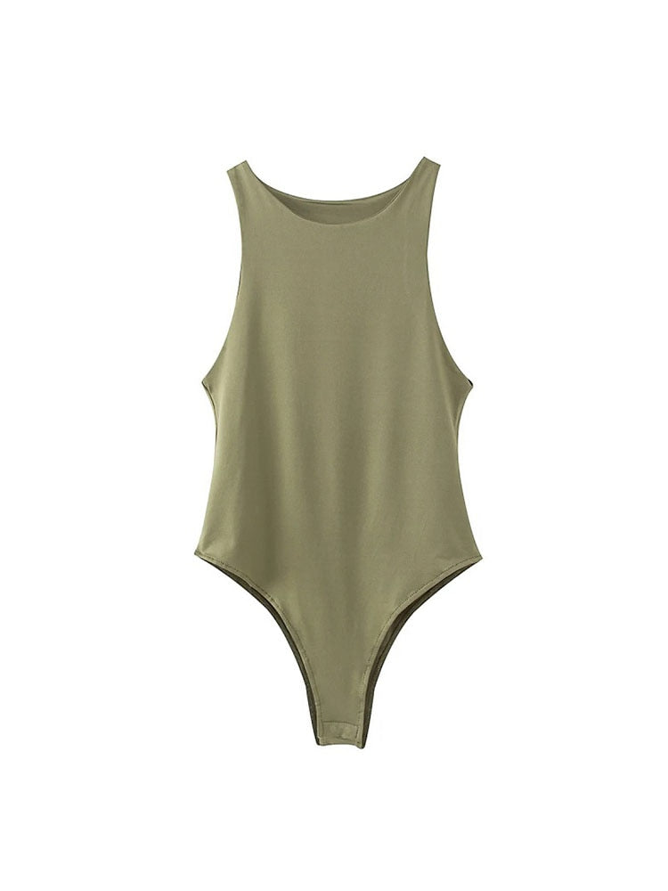 summer solid body con bodysuits color slim casual