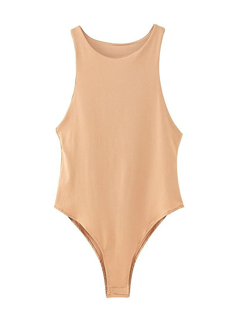 summer solid body con bodysuits color slim casual