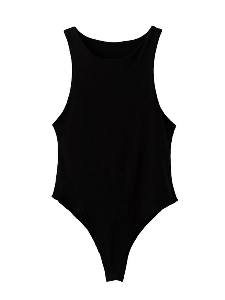 summer solid body con bodysuits color slim casual