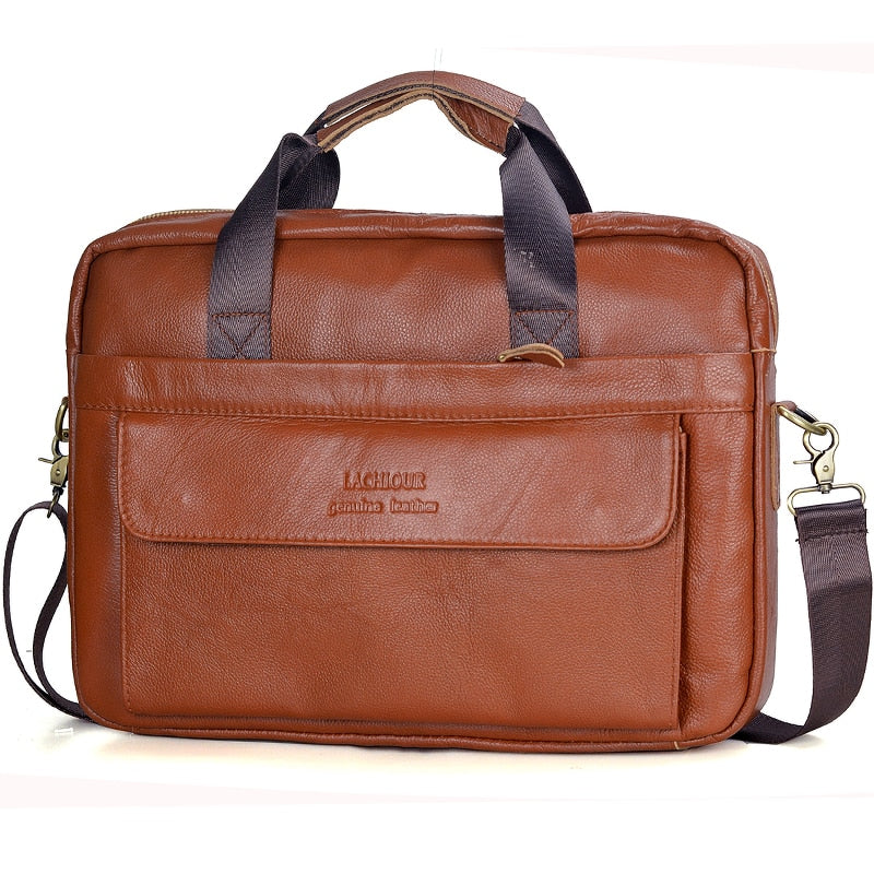 Men Genuine Leather Handbags Casual Leather Laptop Bags