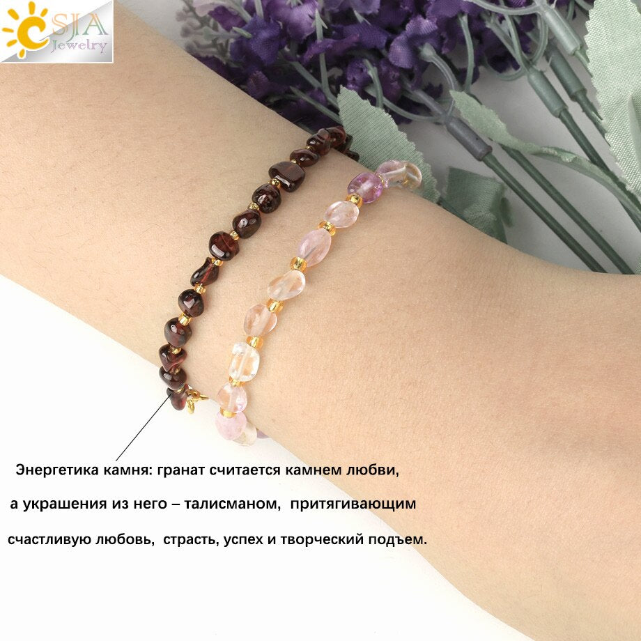 Gem Stone Bracelet for Women Chip Gravel Bracelets Purple Crystal