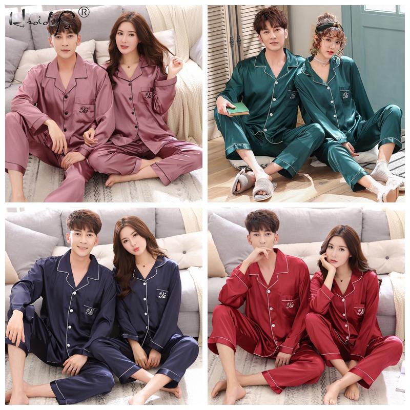 Luxury Pajama suit Satin Silk Pajamas Sets Couple Sleepwear Night Suit