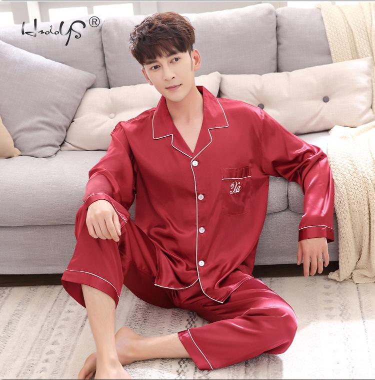 Luxury Pajama suit Satin Silk Pajamas Sets Couple Sleepwear Night Suit