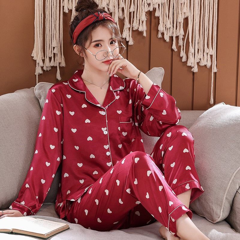 Lovers Pajamas Couple Night Silk Pajamas Nightwear Sleepwear