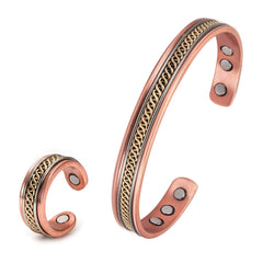 Jewelry-Set Magnetic Copper Bracelet Ring Jewelry SetsAdjustable Cuff