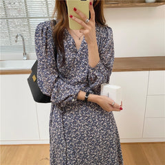 Flower Print Summer Dress Long Vintage Oversize