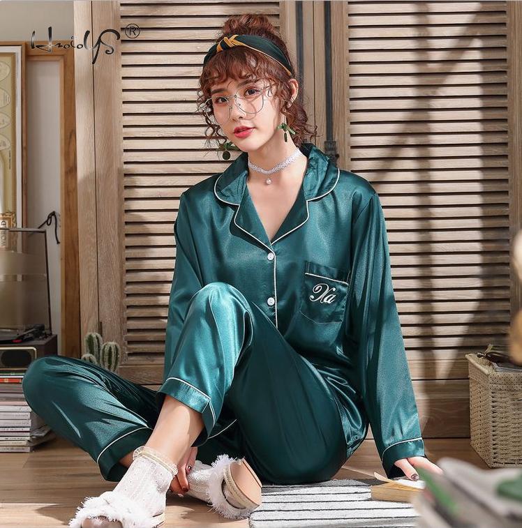 Luxury Pajama suit Satin Silk Pajamas Sets Couple Sleepwear Night Suit