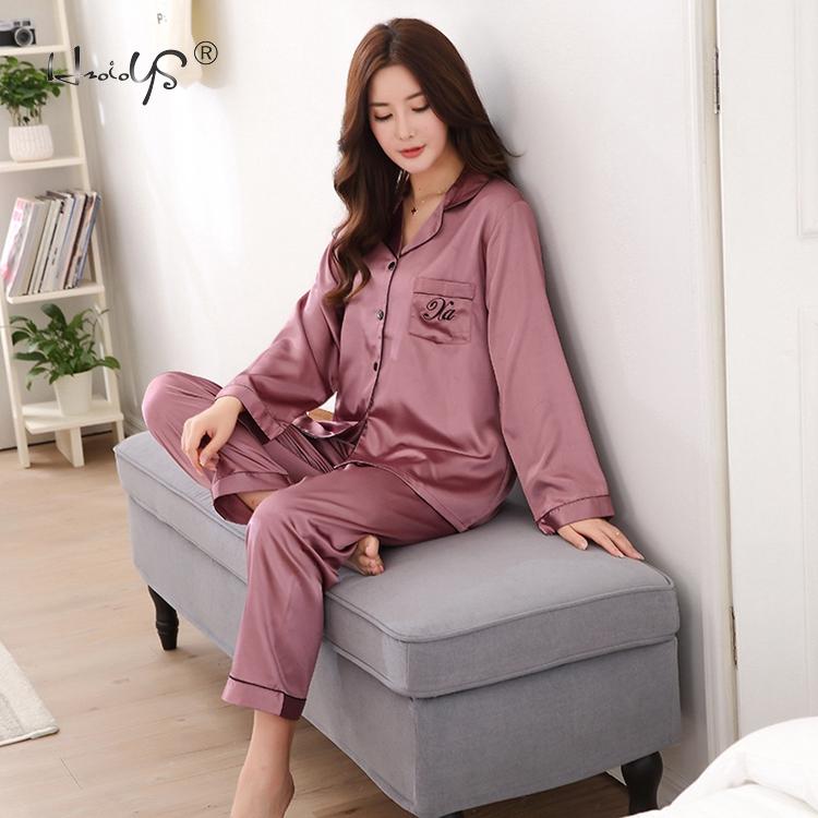 Luxury Pajama suit Satin Silk Pajamas Sets Couple Sleepwear Night Suit