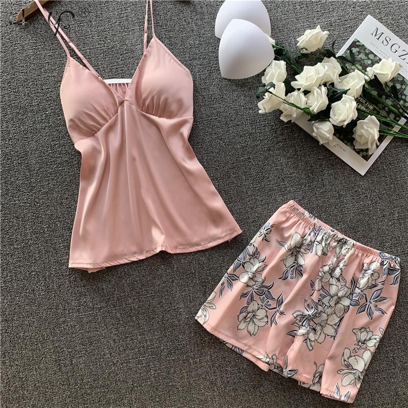 4 PCS Women Pajamas Sets Silk Satin Pajamas Sets