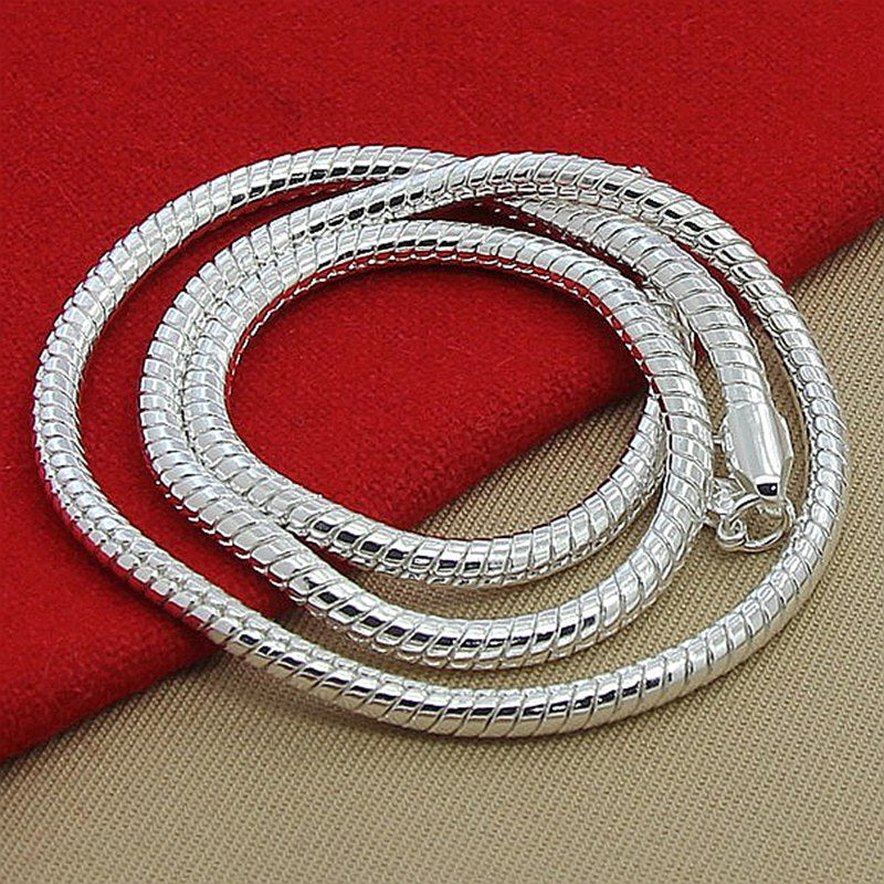 Silver Snake Chain Bracelet Necklace Sets For Man Fashion Charm Jewelry