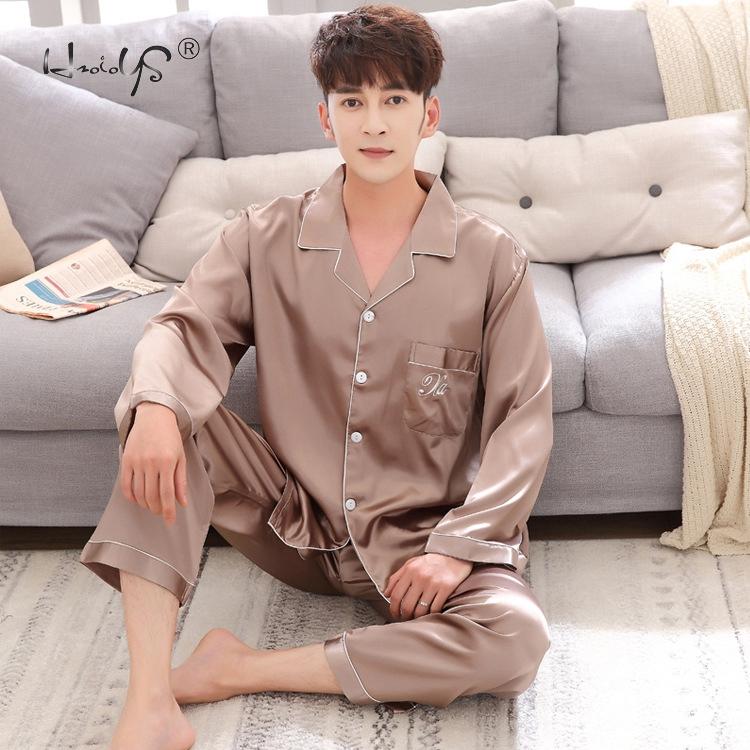 Luxury Pajama suit Satin Silk Pajamas Sets Couple Sleepwear Night Suit