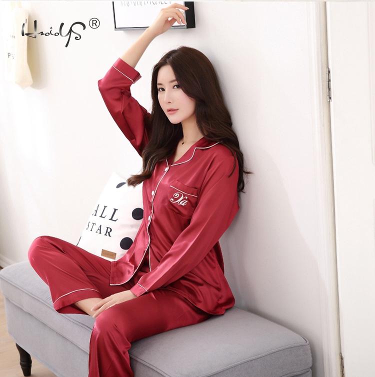 Luxury Pajama suit Satin Silk Pajamas Sets Couple Sleepwear Night Suit