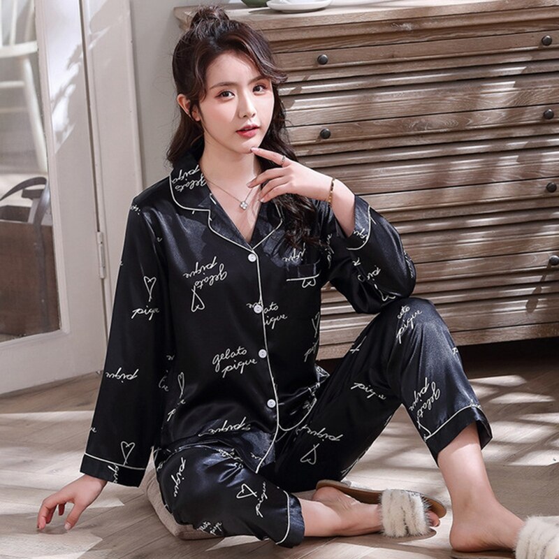 Lovers Pajamas Couple Night Silk Pajamas Nightwear Sleepwear