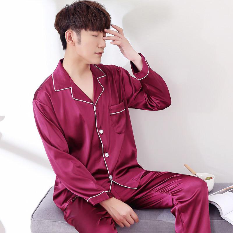 Purple Mens Nightwear 2pc Shirt Pants Sleep Pajamas Sets Sleepwear