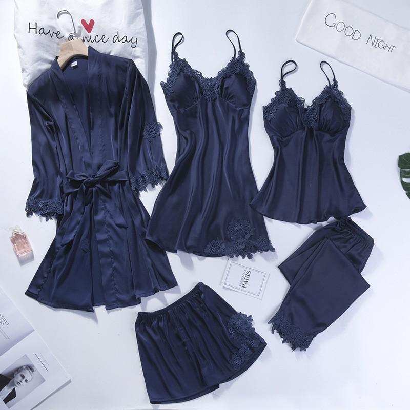 5pcs V-Neck Nightwear Pajamas Sets Bride Wedding Nightwear