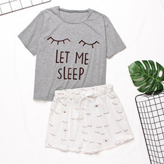 Homewear Cute Cartoon Printed Pajamas Set Casual Short Sleeve