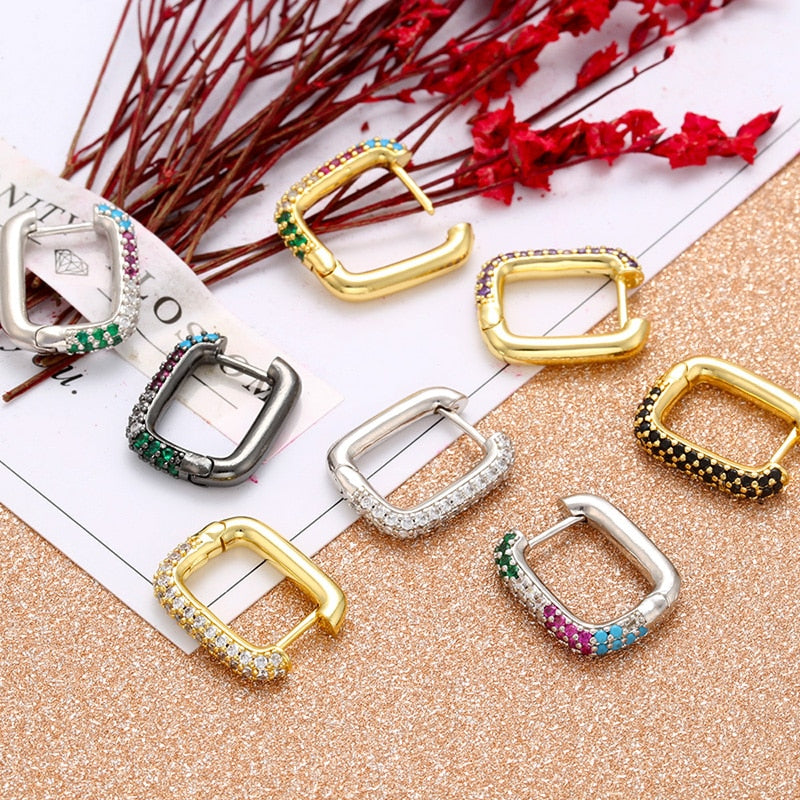 small hoop earrings crystal rainbow earrings Fashion