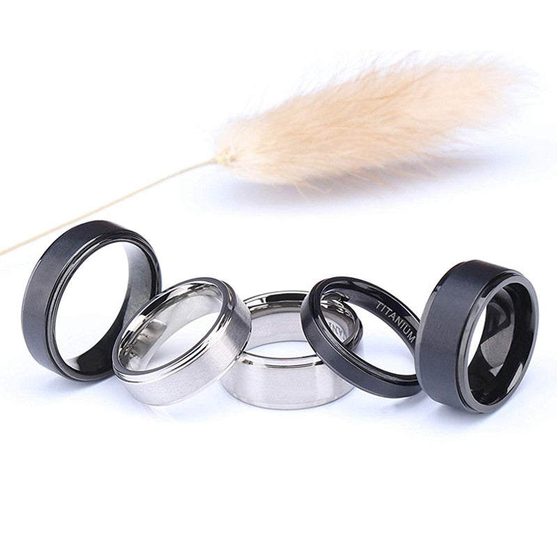 4/6/8/10mm Black Titanium Man Brushed Band Rings