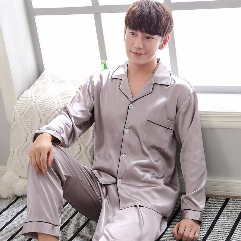 Purple Mens Nightwear 2pc Shirt Pants Sleep Pajamas Sets Sleepwear