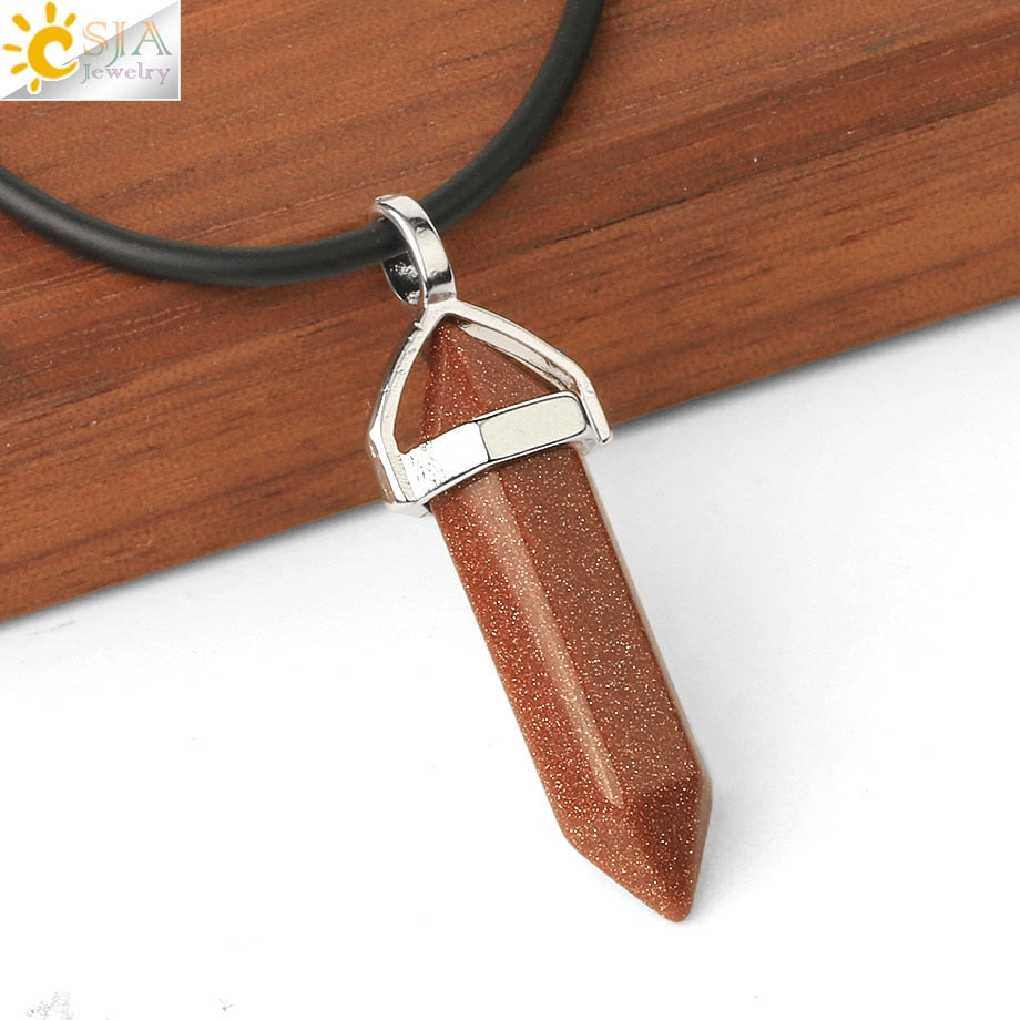 Crystal Necklaces Gem Stone Quartz Necklace Pendant Chakra